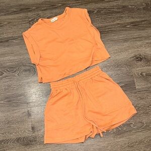 New In Waffle Knit Orange Set